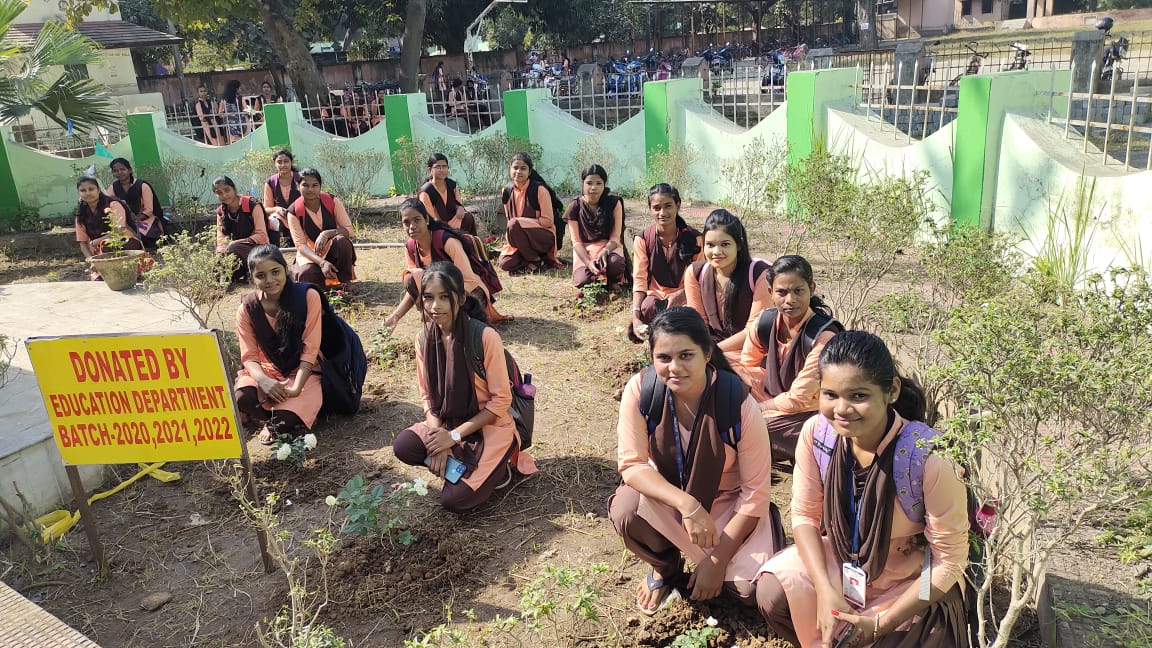 Students along with Teachers of Department of Education implanted Rose trees for beautification of Campus